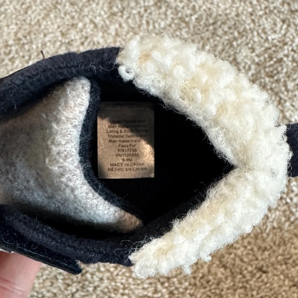 Target Navy and Brown Cozy Faux-Fur Lined Baby Slip-Ons